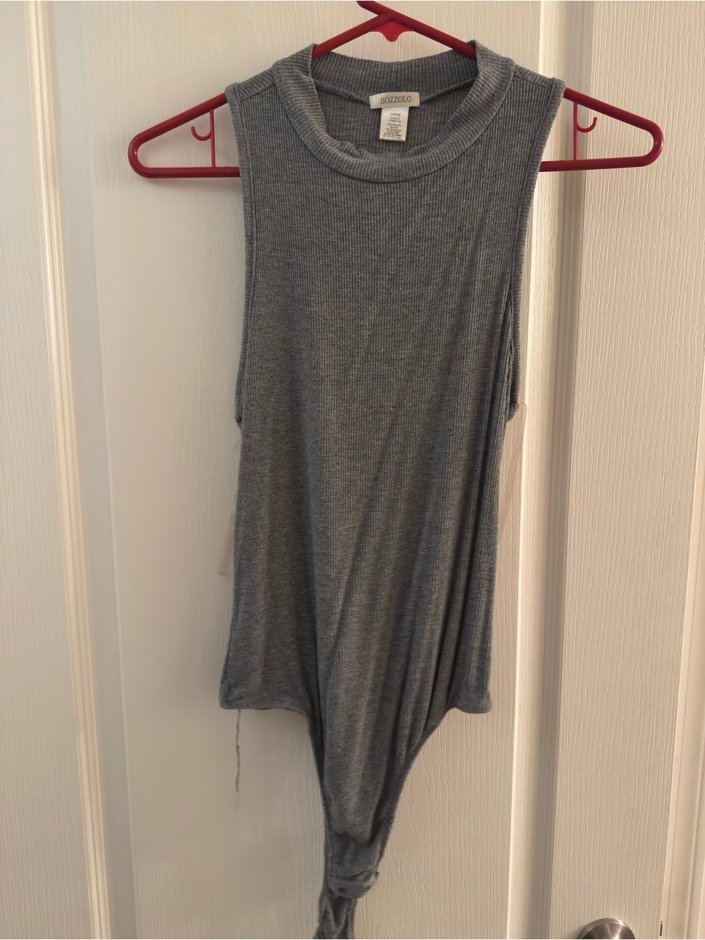 Bozzolo Gray Ribbed Sleeveless Bodysuit